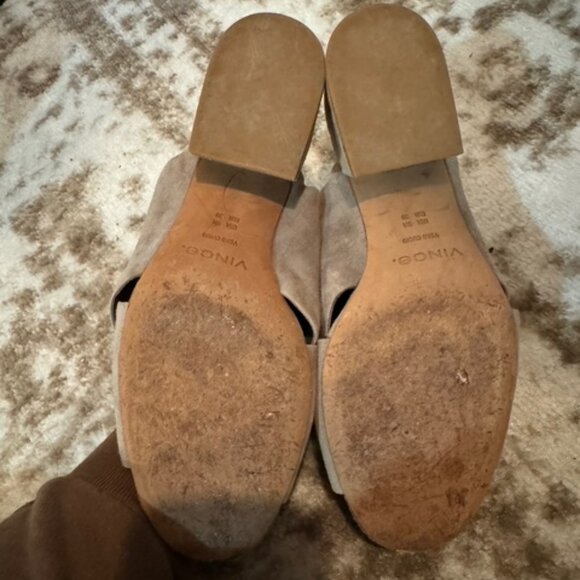 VINCE Gray Suede Slides Slip On Heels Shoes Sandals Size 9 - Picture 3 of 7